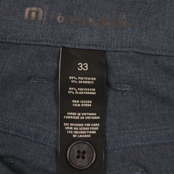 Travis Mathew Golf Pants Mens 33 Blue Polyester Stretch Flat Front w/ 34" inseam - Picture 10 of 12